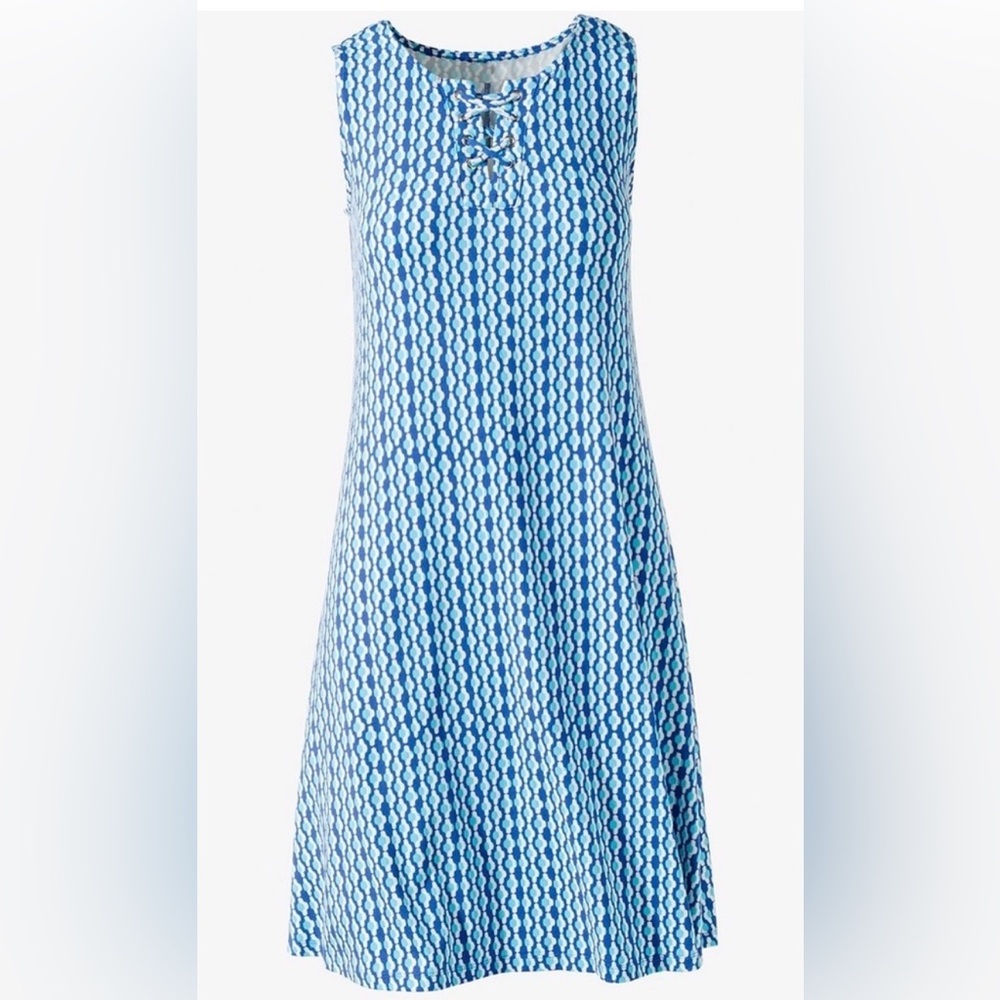 Chico's Ocean Tides Lace-Up Dress Slinky Knit Sleeveless Womens Size 1 M 8